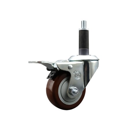 Service Caster 3'' Maroon Poly Swivel 1'' Expanding Stem Caster Total Lock Brake SCC-EXTTL20S314-PPUB-MRN-1